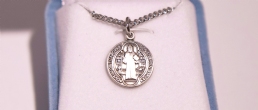 STERLING SILVER ST. BENEDICT ROUND DOUBLE - SIDED MEDAL