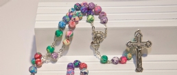 MULTI-COLORED FLORAL ROSARY